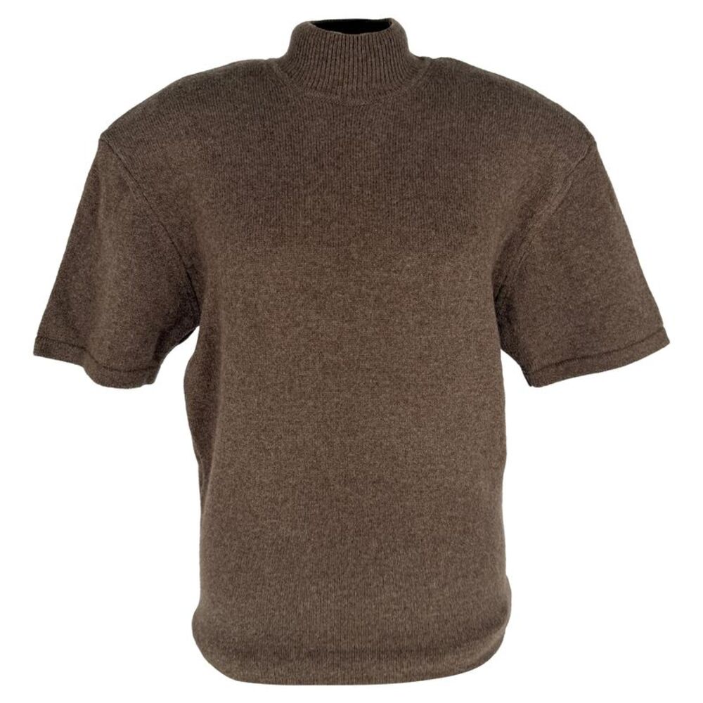 Jacquemus Castagna Turtleneck Short Sleeve Sweater in Brown Merino Wool